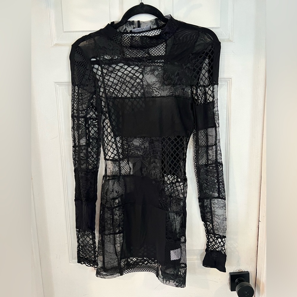 AKIRA Black Lace Mesh Blouse - Picture 4 of 7